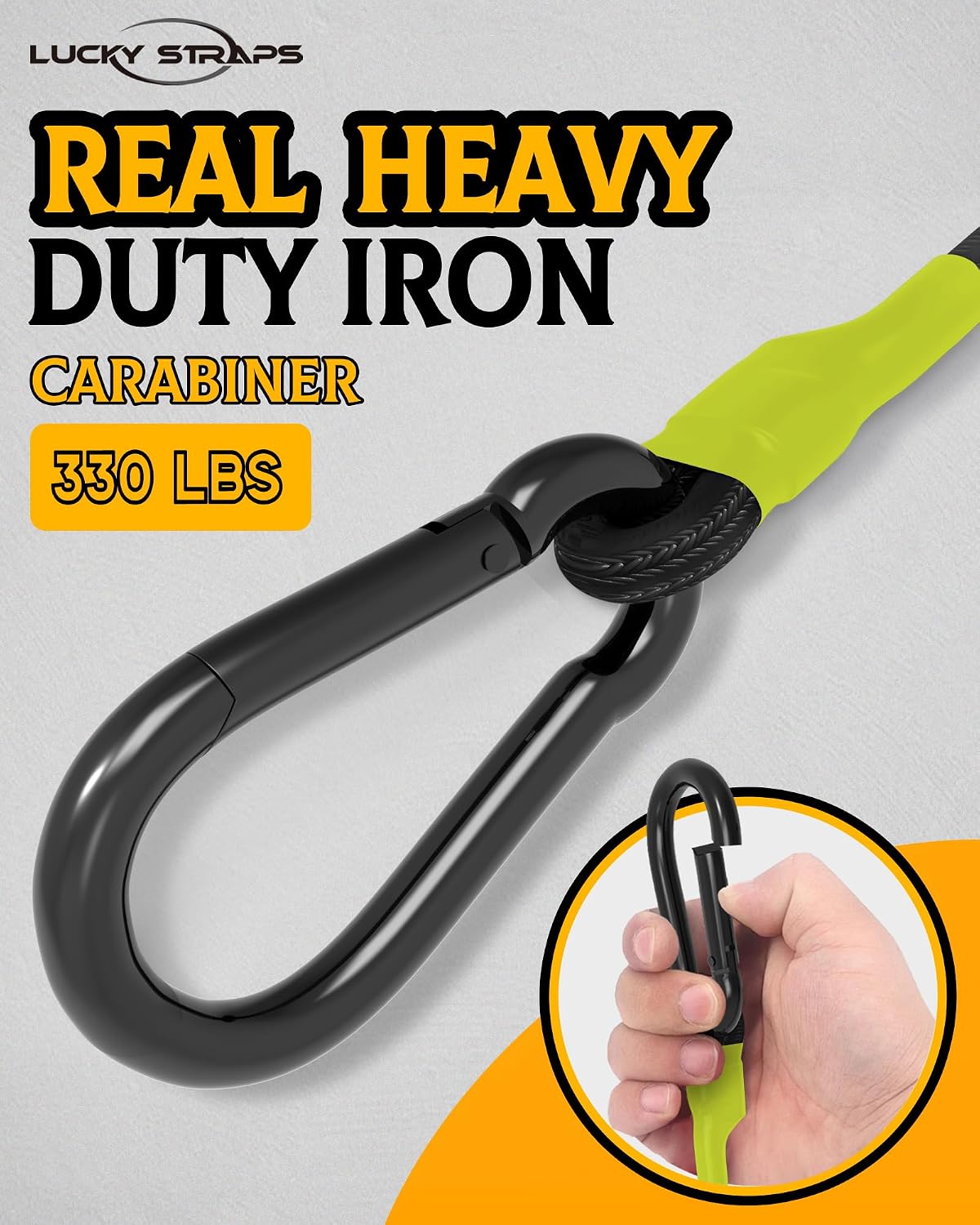 8 Pack 24" Carabiner Bungee Cords Heavy Duty Outdoor, 190 Lb Break Strength