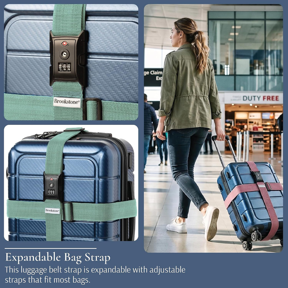 Brookstone Luggage Strap 2-in-1 TSA-Approved Expandable Strap
