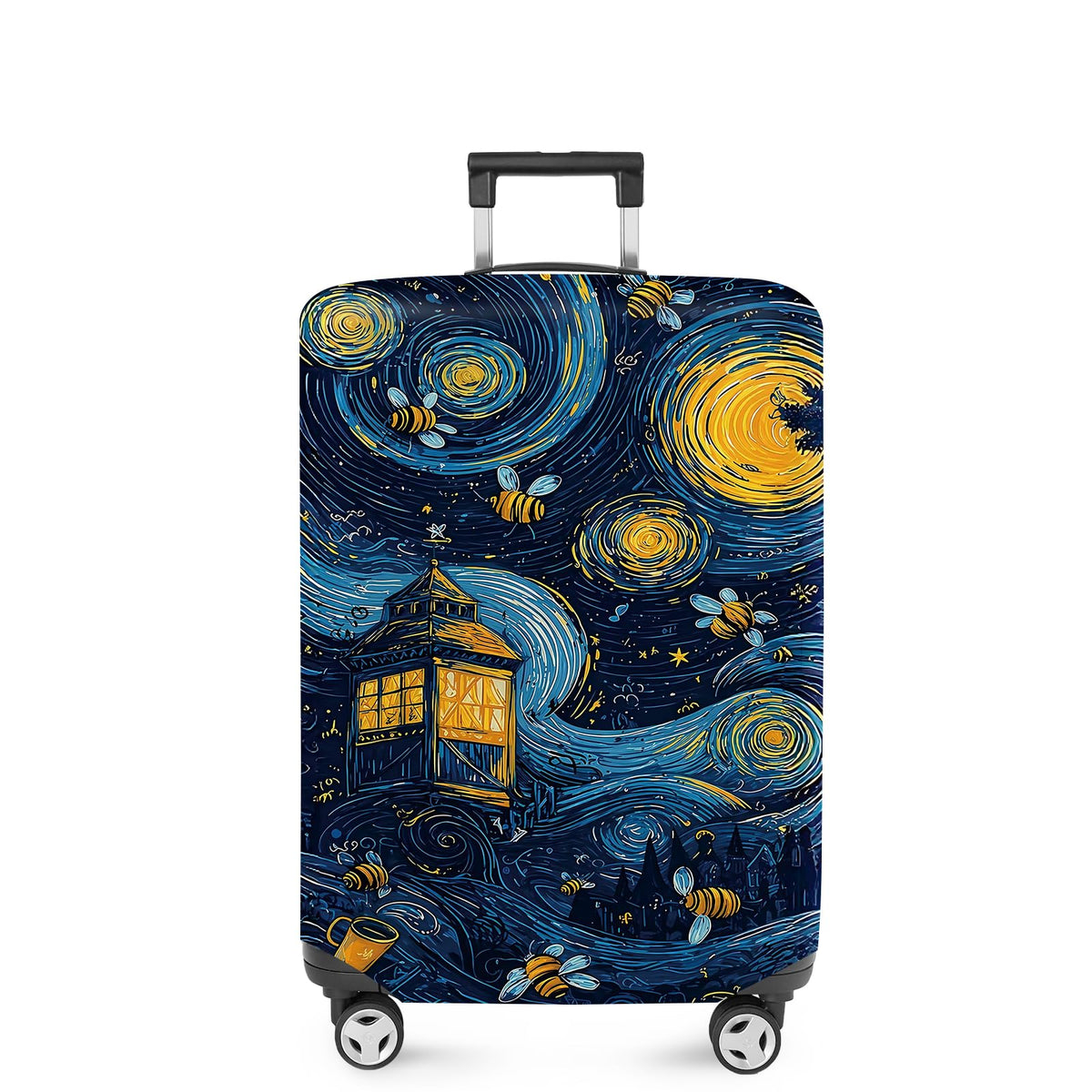 ANNA QUEEN Panda Family Luggage Cover, Cute Panda Design Suitcase Protector, Stretchable Washable Travel Sleeve for 28-30 Inch Luggage