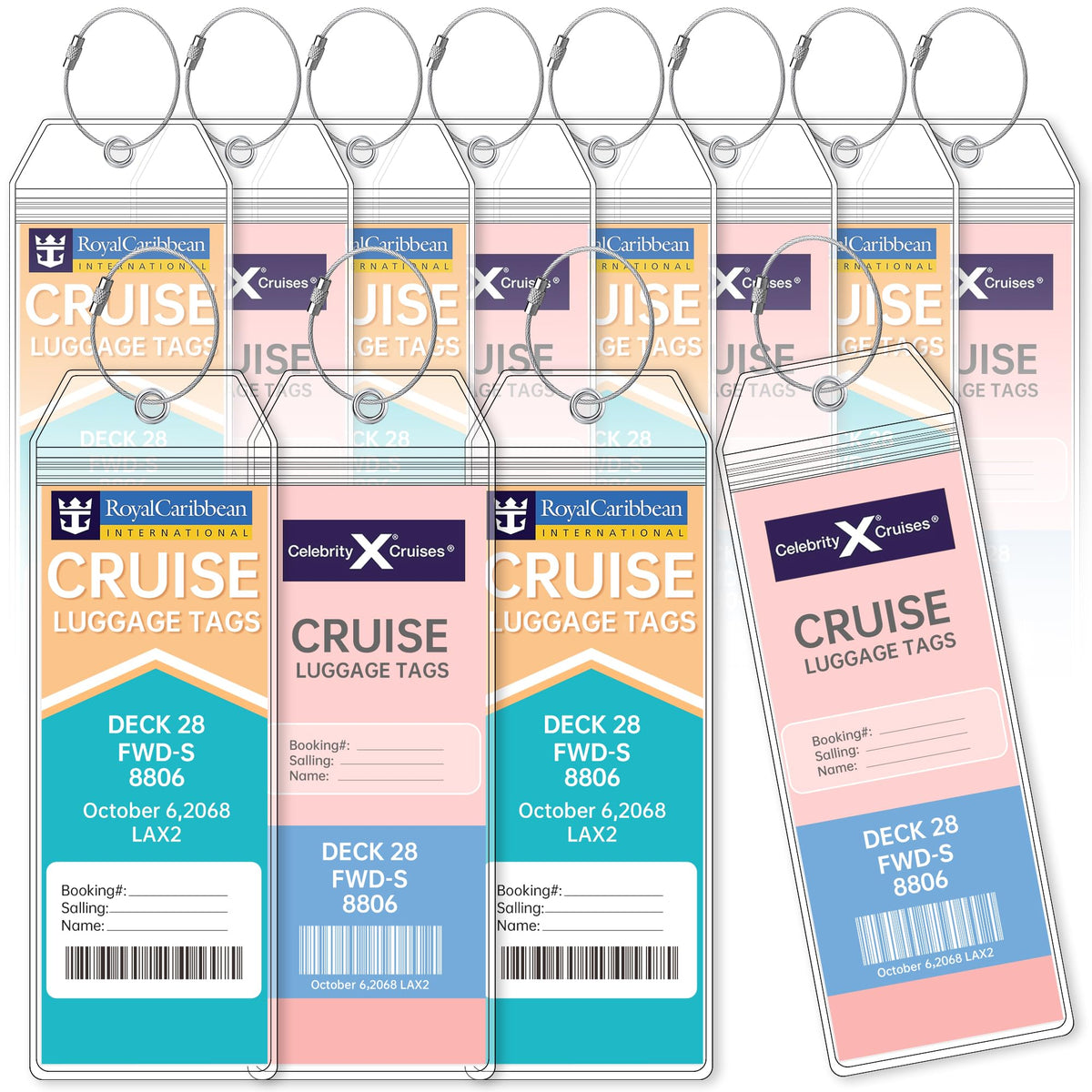 Teskyer Clear Cruise Luggage Tag Holder, Wide, 5 Pack