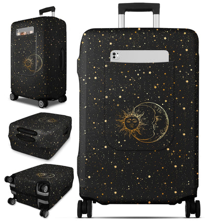 Slohif Luggage Cover for Suitcase Tsa Approved Protector - Luggage Sleeve Large Suit Case Cover Travel Stretch Baggage Case Protective Washable Fit 24-27 Inch Black Tape M
