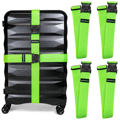 Untethered Luggage Straps for Suitcases, TSA Approved, 4-Pack, Black