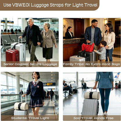2Pack Adjustable Luggage Straps for Suitcases, Connect Bag to Suitcase