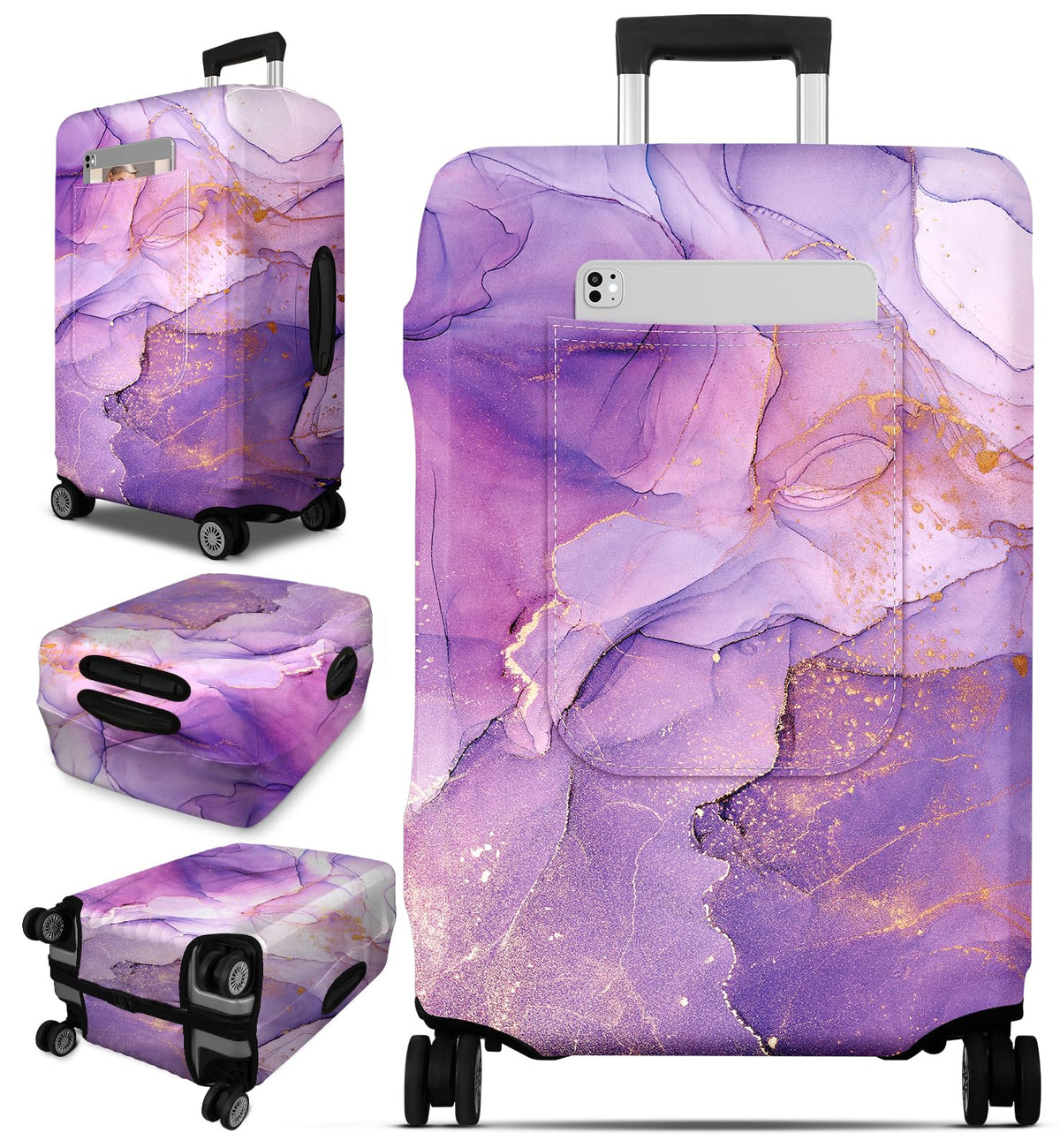 Slohif Luggage Cover for Suitcase Tsa Approved Protector - Butterfly Luggage Sleeve Large Suit Case Cover Travel Stretch Baggage Case Protective Washable Fit 21-23 Inch