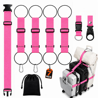 7 Pack Adjustable Luggage Straps for Suitcases & Luggage Connector Straps