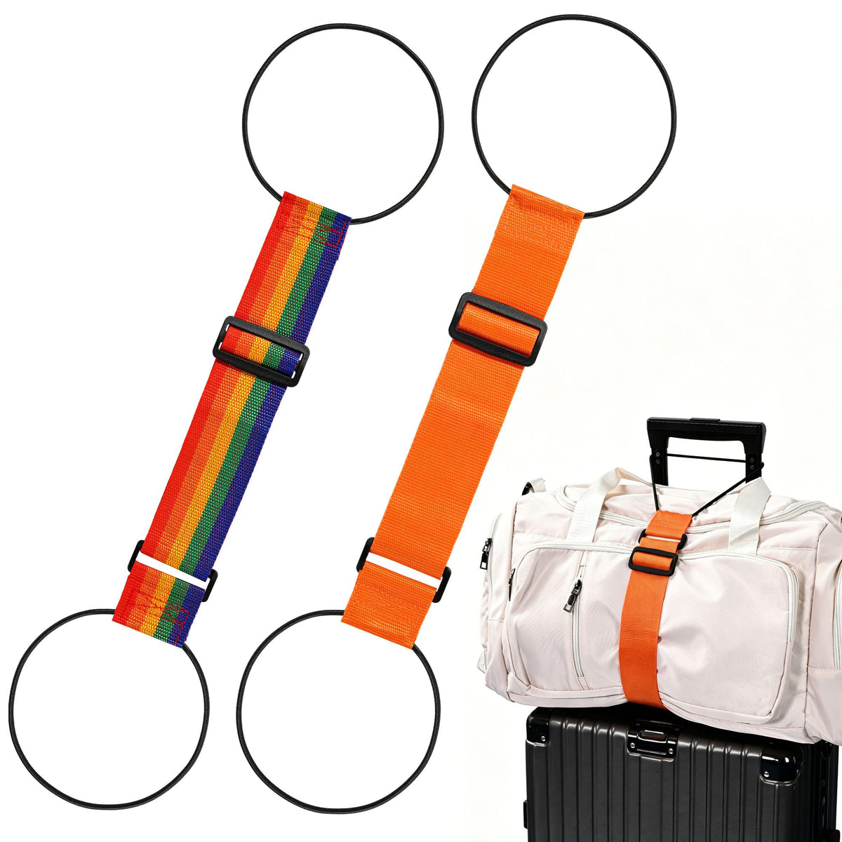 2Pcs Luggage Straps for Suitcases, Adjustable Luggage Connector Straps