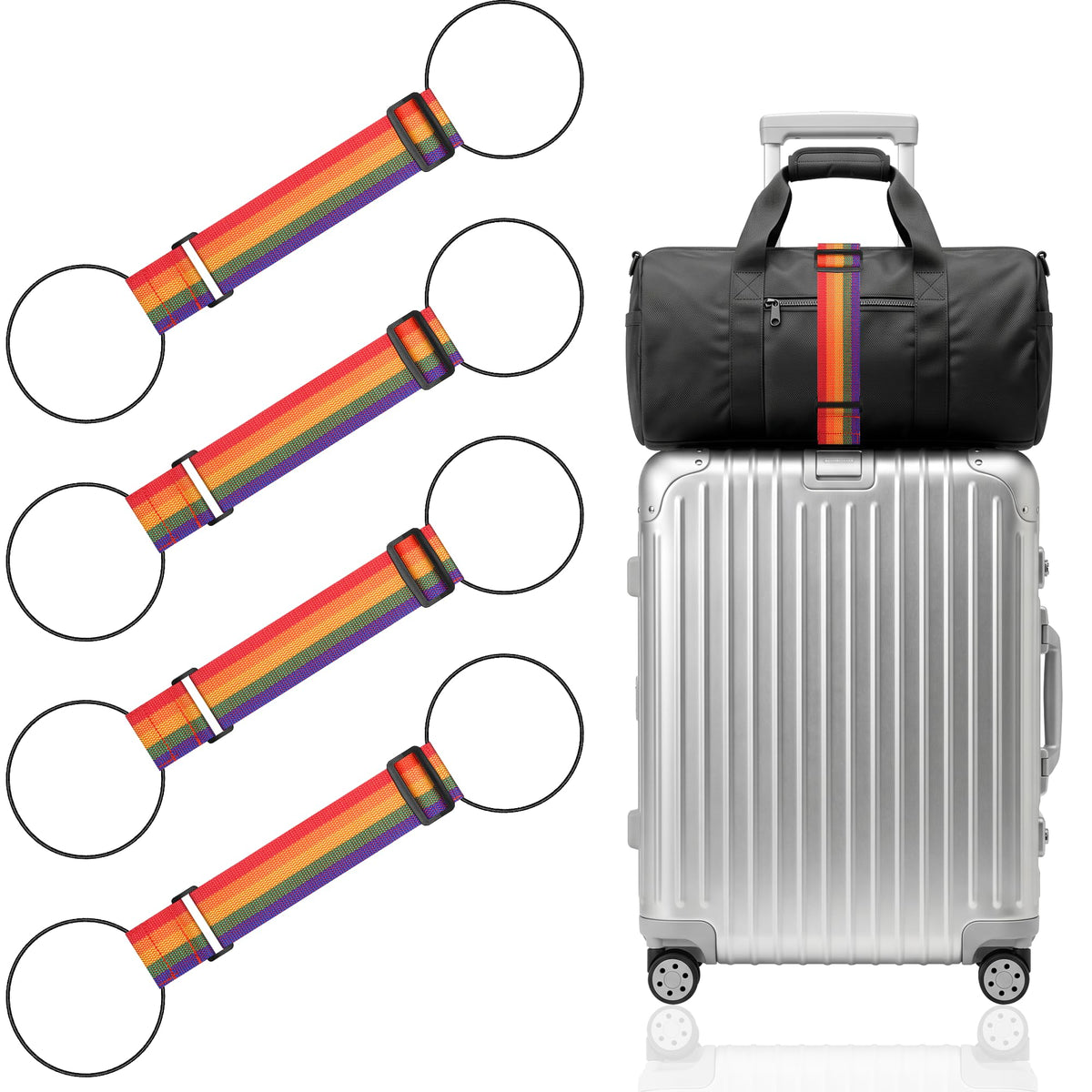 Mayski 4 Pack Adjustable Elastic Luggage Connector Straps for Suitcases