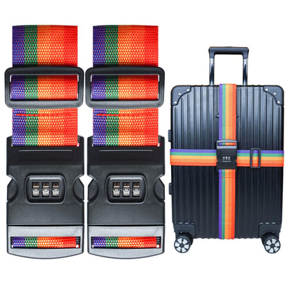 2 PCS Luggage Strap 78" x 2" Suitcase Belts Wide Adjustable Packing Straps Travel Accessories, Black&Combination Lock