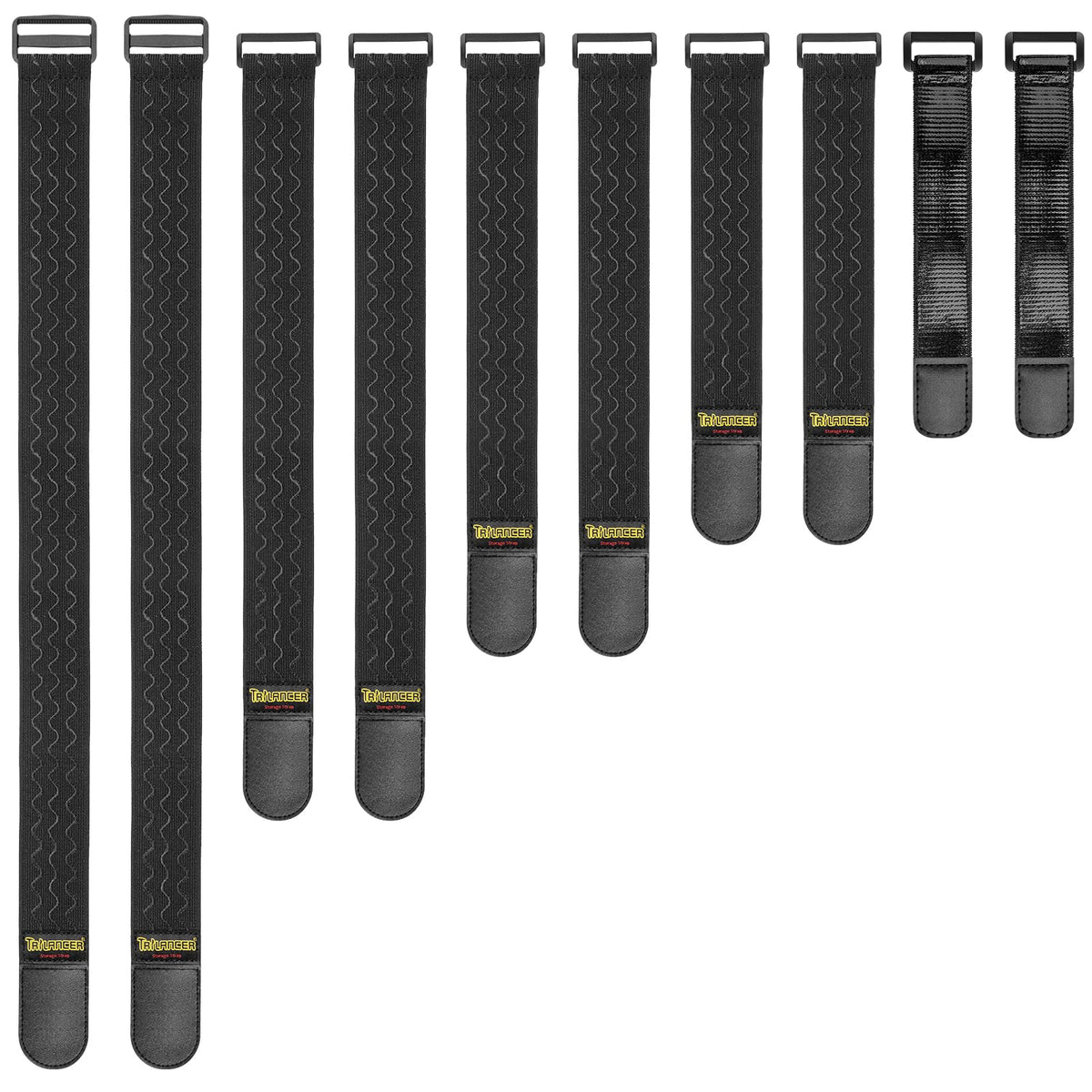 Trilancer Elastic Cinch Straps with Anti-Slip Strips, 12'' x 2'' (8 Pack)