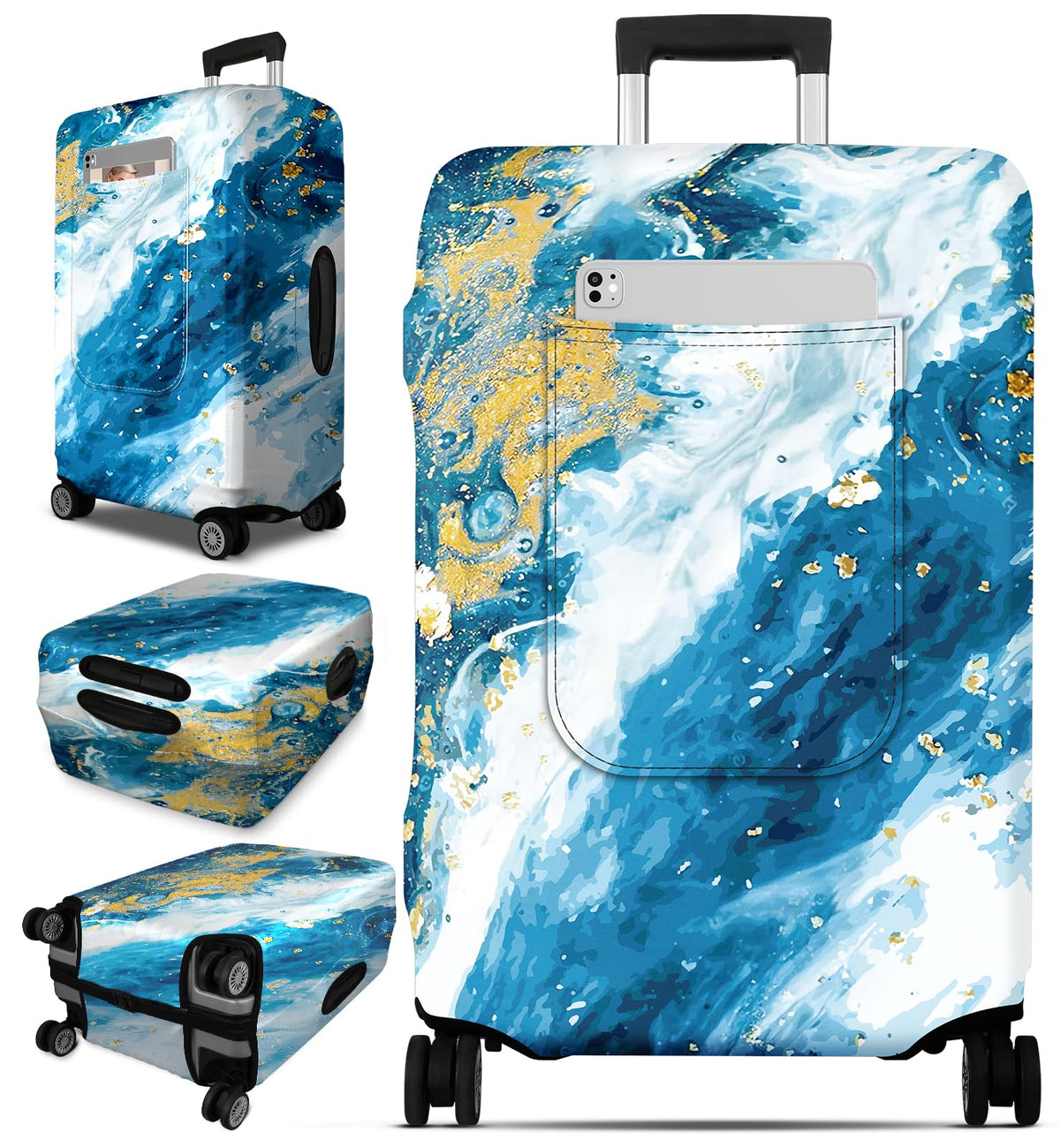 Slohif Luggage Cover for Suitcase Tsa Approved Protector - Butterfly Luggage Sleeve Large Suit Case Cover Travel Stretch Baggage Case Protective Washable Fit 21-23 Inch