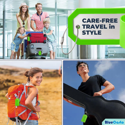 Luggage Tags, Large Green 5 Pack, PVC Suitcase Tags, Privacy Cover