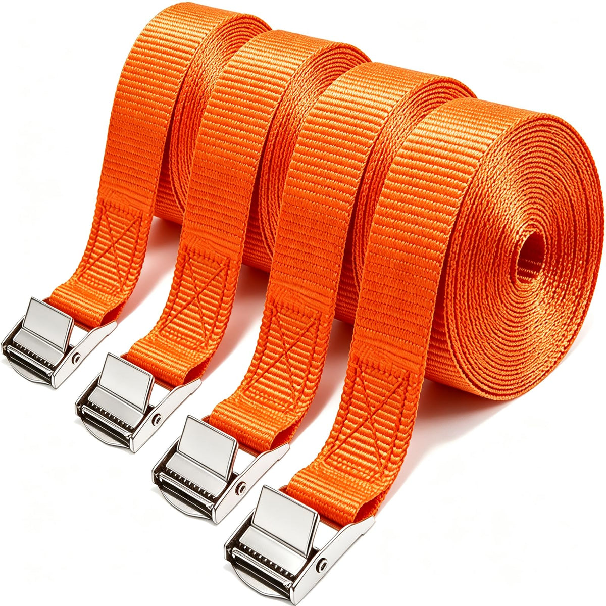 Lashing Straps with Buckles, 4Pack, 1 Inch × 5 Feet, Cargo Tie-Down Strap (Black, 5Ft)