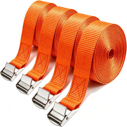 Lashing Straps with Buckles, 4Pack, 1 Inch × 5 Feet, Cargo Tie-Down Strap (Black, 5Ft)
