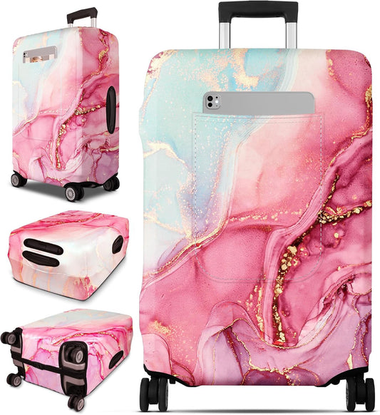 Slohif Luggage Cover for Suitcase Tsa Approved Protector - Luggage Sleeve Large Suit Case Cover Travel Stretch Baggage Case Protective Washable Fit 18-32 Inch Marble L