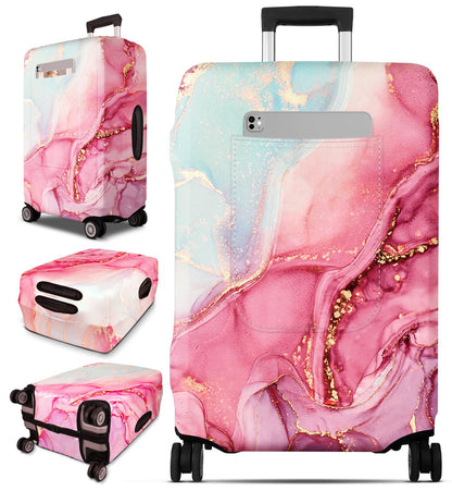 Slohif Luggage Cover for Suitcase Tsa Approved Protector - Luggage Sleeve Large Suit Case Cover Travel Stretch Baggage Case Protective Washable Fit 18-32 Inch Marble L