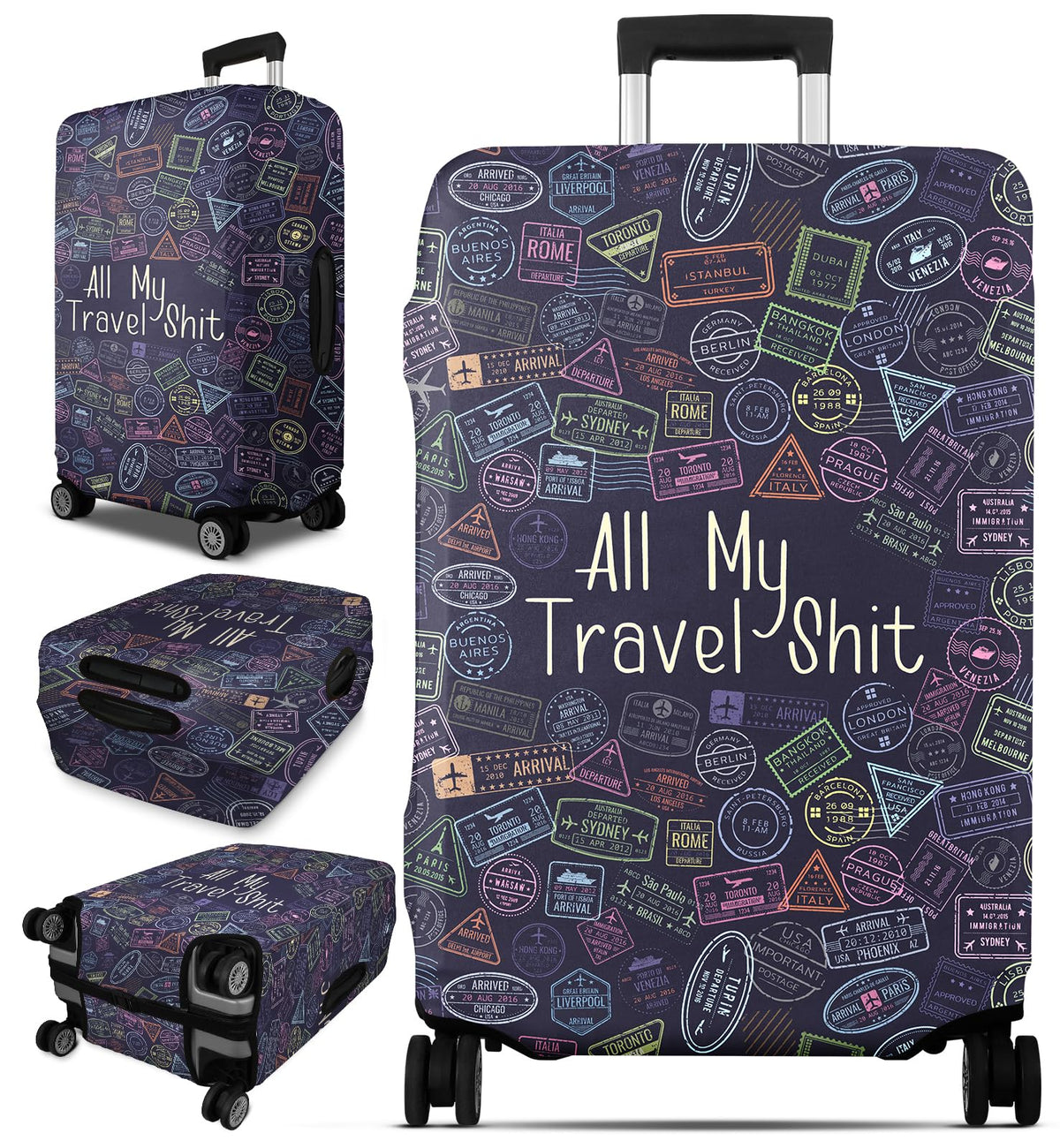 Slohif Luggage Cover for Suitcase Tsa Approved Protector - Grey Cute Cat Striped Luggage Sleeve Medium Suit Case Cover Travel Stretch Baggage Case Protective Washable Fit 24-27 Inch
