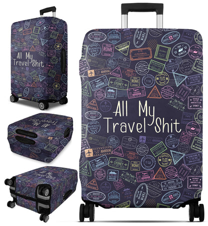 Slohif Luggage Cover for Suitcase Tsa Approved Protector - Grey Cute Cat Striped Luggage Sleeve Medium Suit Case Cover Travel Stretch Baggage Case Protective Washable Fit 24-27 Inch
