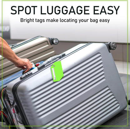 4 Pack Silicone Luggage Tag for Suitcases, Travel Bags TSA Approved, Green