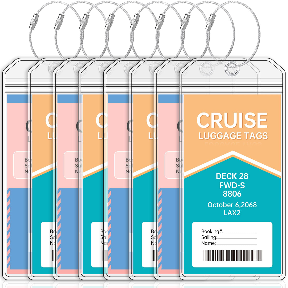 Teskyer Clear Cruise Luggage Tag Holder, Wide, 5 Pack