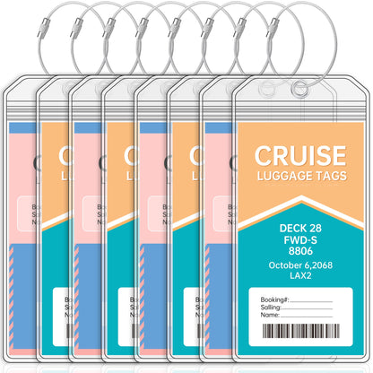 Teskyer Clear Cruise Luggage Tag Holder, Wide, 5 Pack