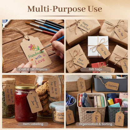 SALLYFASHION 100PCS Gift Tags with String Attached, Kraft Paper Hang Tags