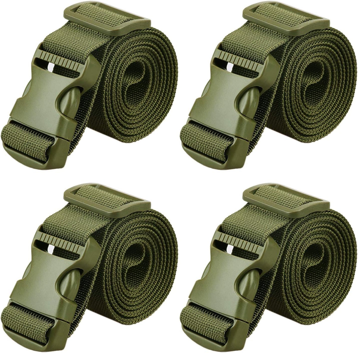 MAGARROW 2" Utility Luggage Straps with Buckle Adjustable, 4-Pack (Black, 2 in x 9.5 ft)