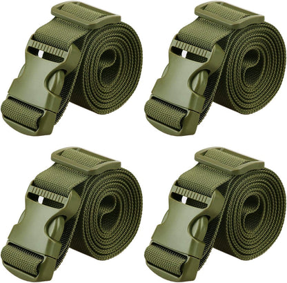MAGARROW 2" Utility Luggage Straps with Buckle Adjustable, 4-Pack (Black, 2 in x 9.5 ft)