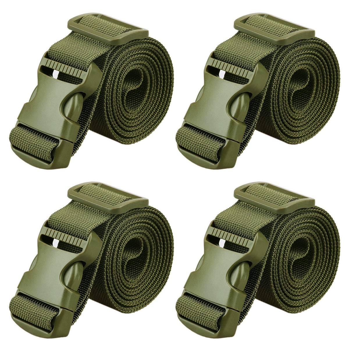MAGARROW 2" Utility Luggage Straps with Buckle Adjustable, 4-Pack (Black, 2 in x 9.5 ft)