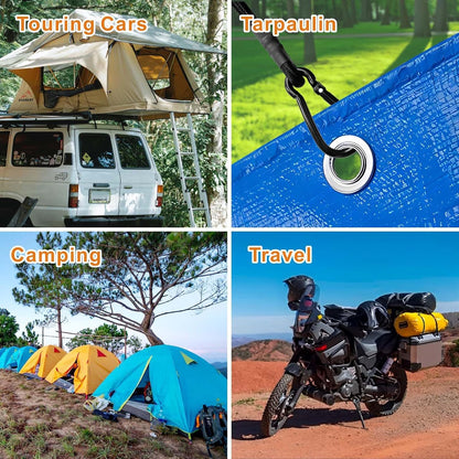BEXSLE Bungee Cords with Carabiner Hooks Heavy Duty, Outdoor Black Bungee Straps, Strong Industrial Grade Elastic Bungee Rope for Securing Tarps, Luggage, Tents，Bikes, 12in + 24in + 48in，8pcs