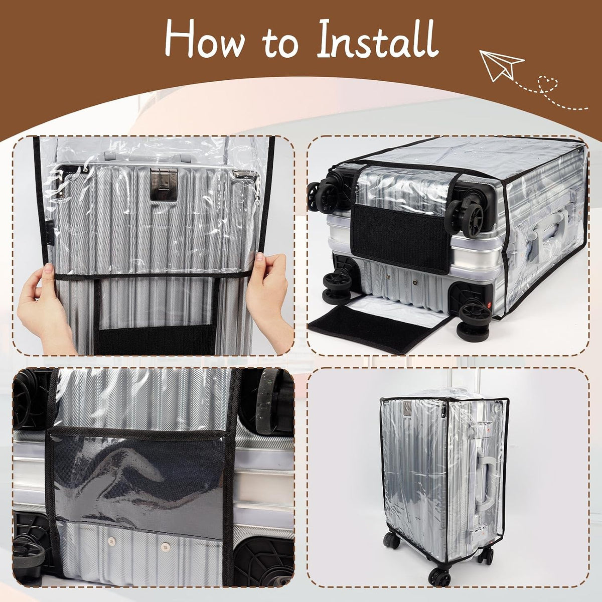 PVC Suitcase Cover Protector,20/22/24/26/28/30 Inch Suitcase Baggage Covers,Transparent Luggage Cover for Wheeled Suitcases (26‘’)