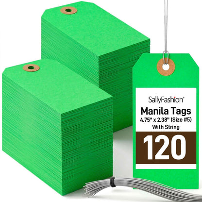 SallyFashion 120PCS Manila Tags with Wire, 4 3/4" x 2 3/8" Shipping Labels