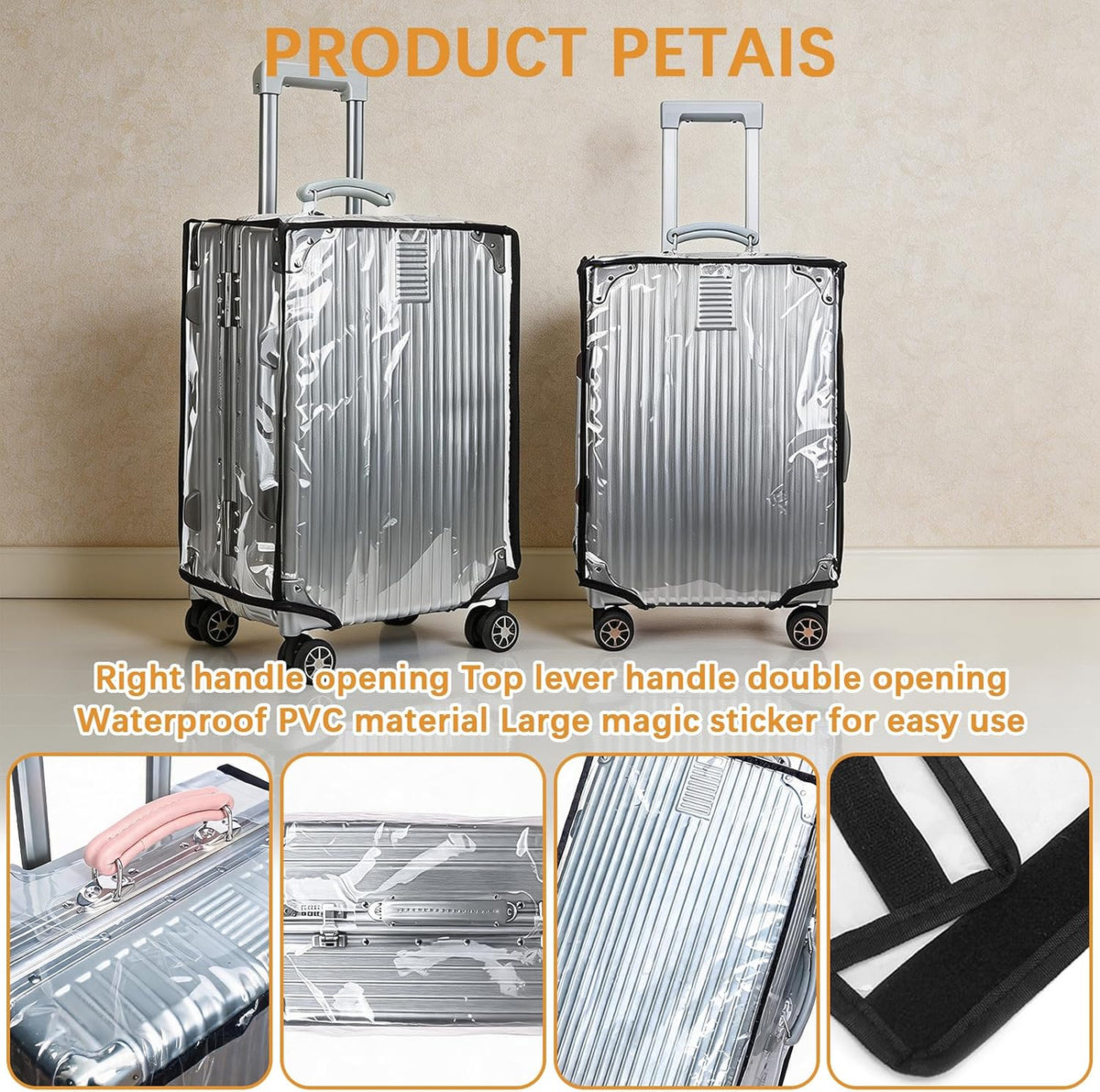 4 Pieces Clear Luggage Cover PVC Suitcase Protector Waterproof Cover for Luggage Spinner Wheels Suitcase (20 Inches, 24 Inches, 28 Inches, 30 Inches)