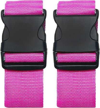 2 Pack Suitcase Belts, Adjustable Luggage Straps, Bright Colors Travel Packing Straps with Quick Release Buckle (Pink)