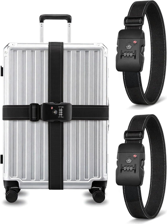 LUGGEX Luggage Straps TSA Approved, Adjustable Straps for Suitcases,Black