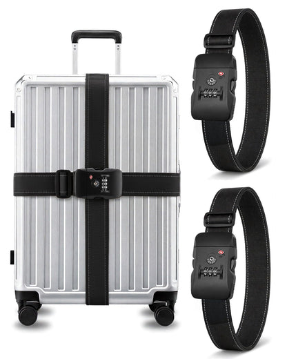 LUGGEX Luggage Straps TSA Approved, Adjustable Straps for Suitcases,Black