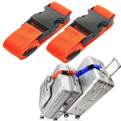Luggage Straps for Suitcases, Travel Belt Multiple Connector, 2 Pack Black