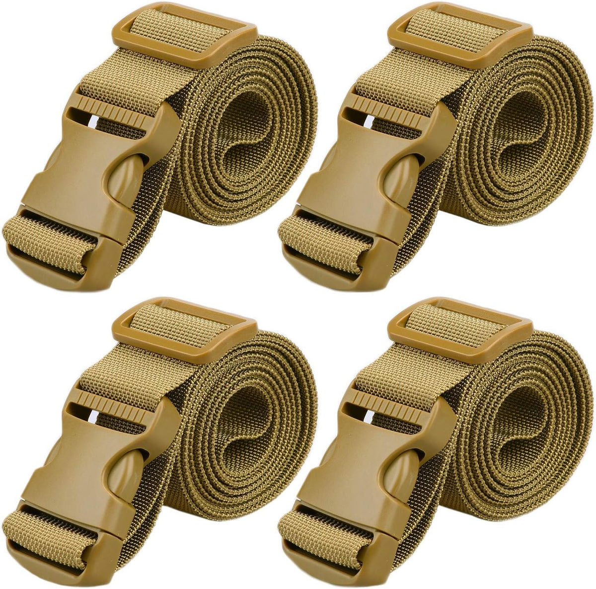 MAGARROW 2" Utility Luggage Straps with Buckle Adjustable, 4-Pack (Black, 2 in x 9.5 ft)