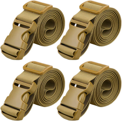MAGARROW 2" Utility Luggage Straps with Buckle Adjustable, 4-Pack (Black, 2 in x 9.5 ft)