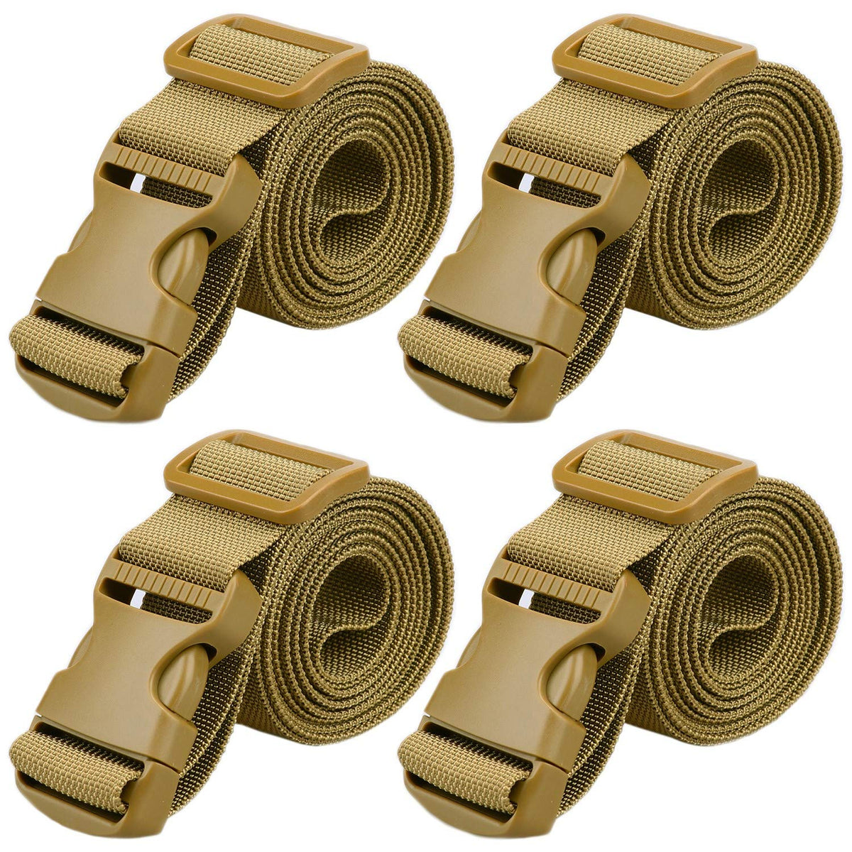 MAGARROW 2" Utility Luggage Straps with Buckle Adjustable, 4-Pack (Black, 2 in x 9.5 ft)