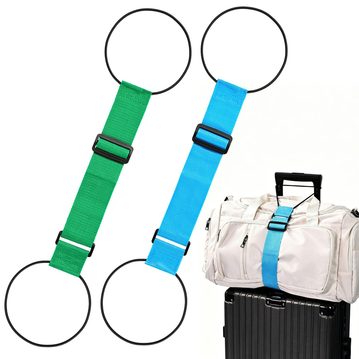2Pcs Luggage Straps for Suitcases, Adjustable Luggage Connector Straps