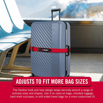 VELCRO Brand Adjustable Luggage Strap for Suitcases, Red, 6ft x 2in