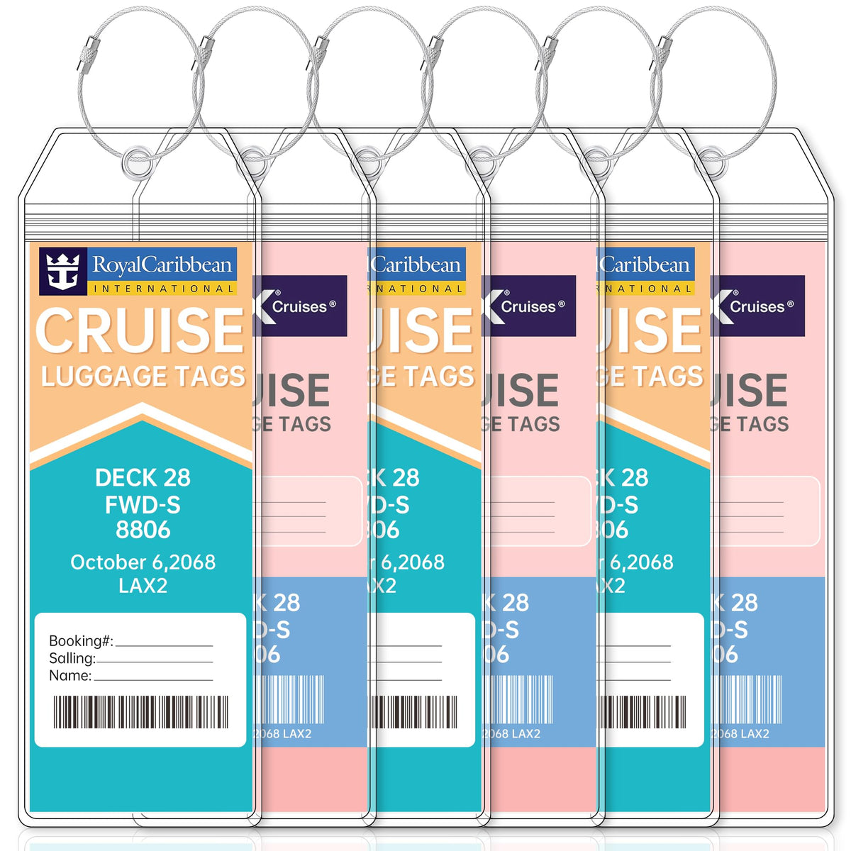 Teskyer Clear Cruise Luggage Tag Holder, Wide, 5 Pack