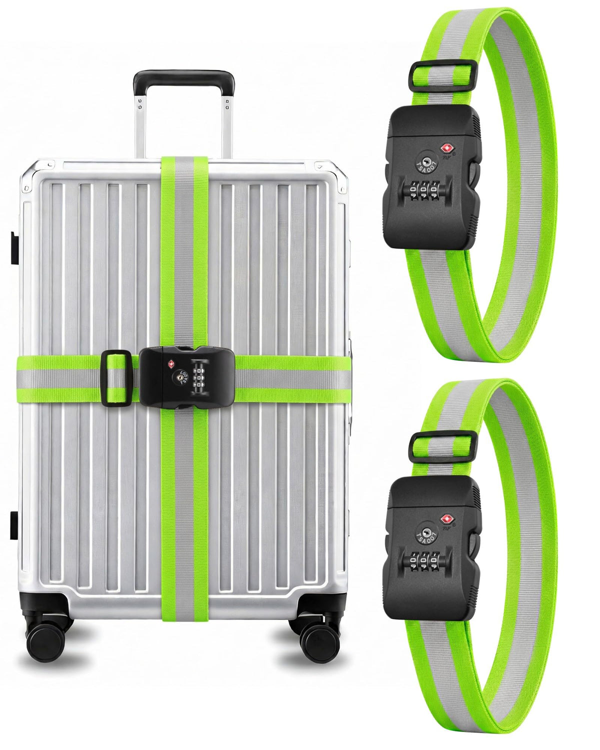 LUGGEX Luggage Straps TSA Approved, Adjustable Straps for Suitcases,Black