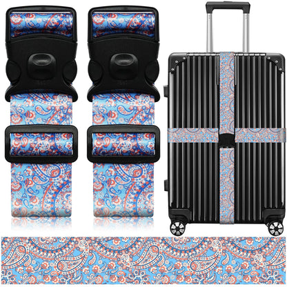 2 Pack Luggage Straps for Suitcases, Adjustable Travel Belt with Double Lock and Quick Release Buckle, Heavy Duty Nylon Bag Packing Strap, Bright Identifiers Business Travel Accessories-Colorful Block