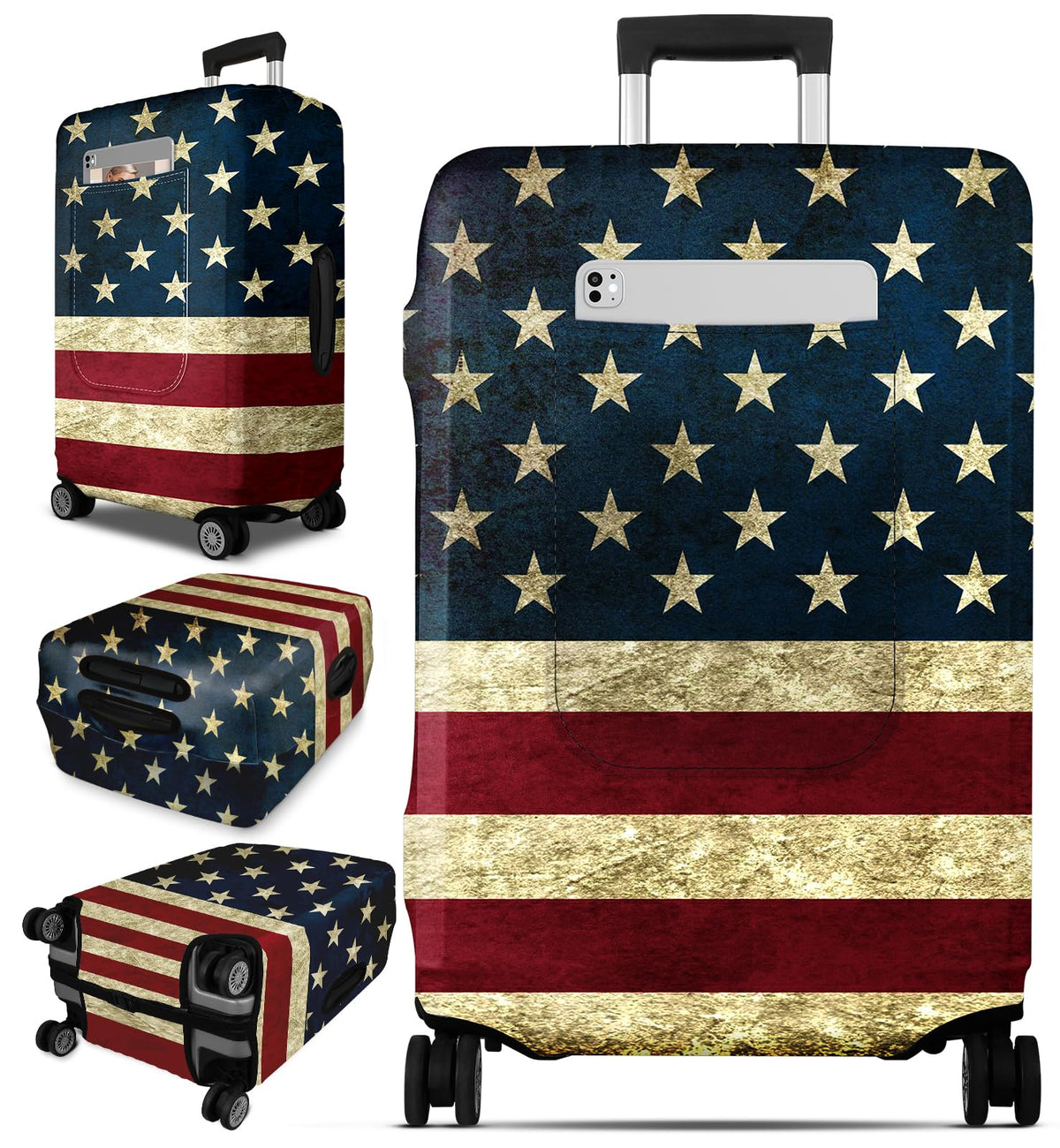 Slohif Luggage Cover for Suitcase Tsa Approved Protector - Luggage Sleeve Large Suit Case Cover Travel Stretch Baggage Case Protective Washable Fit 24-27 Inch Black Tape M