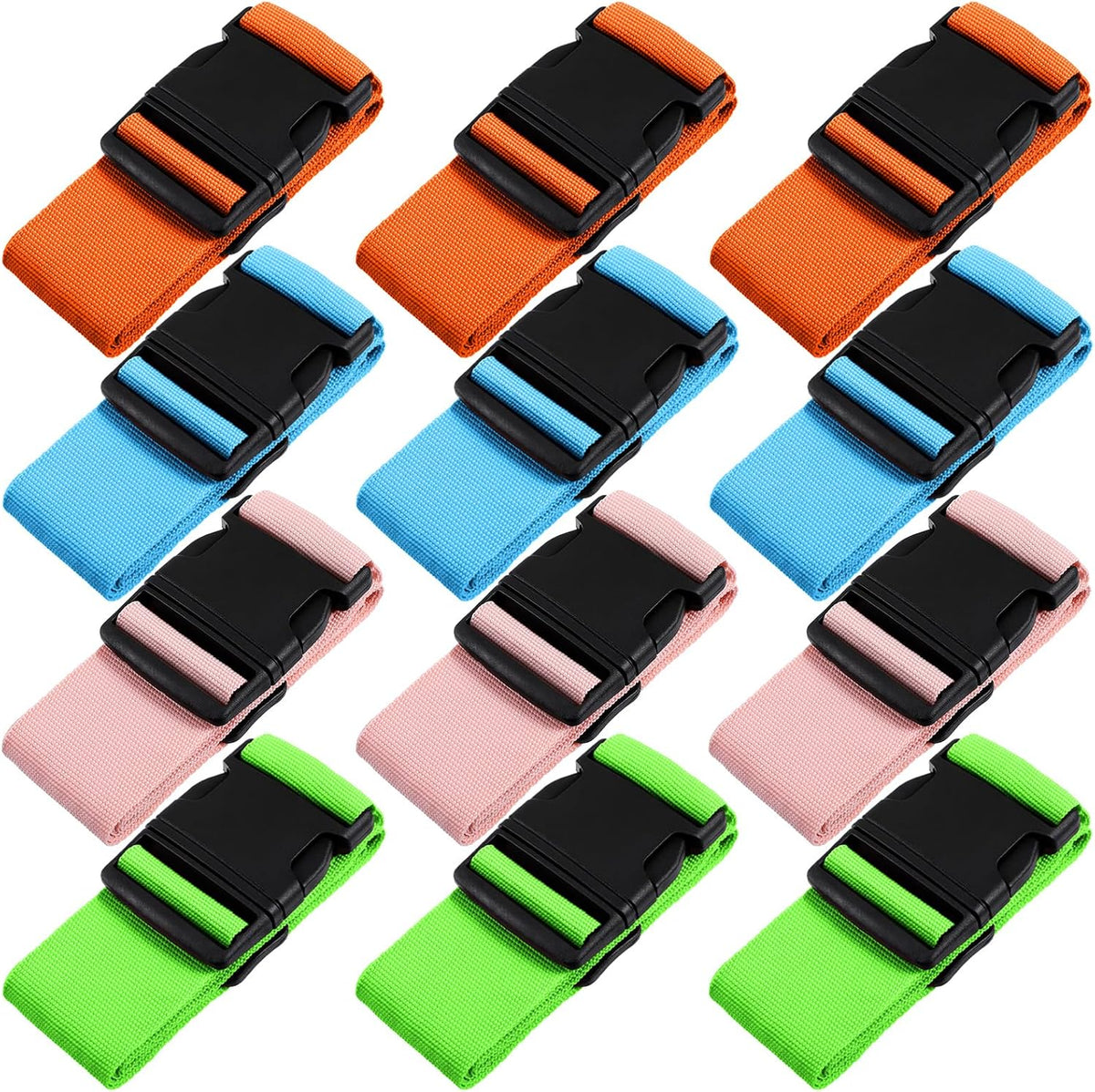 12 Pack Luggage Straps for Suitcase Belts Straps Wide Adjustable Heavy Duty