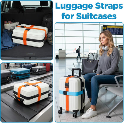 12 Pack Luggage Straps for Suitcase Belts Straps Wide Adjustable Heavy Duty