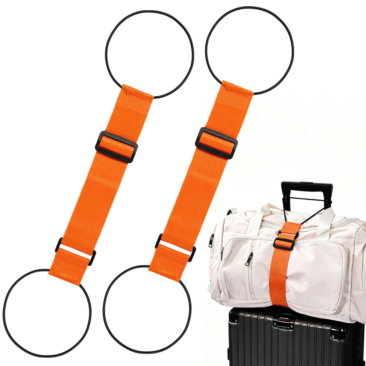 2Pcs Luggage Straps for Suitcases, Adjustable Luggage Connector Straps