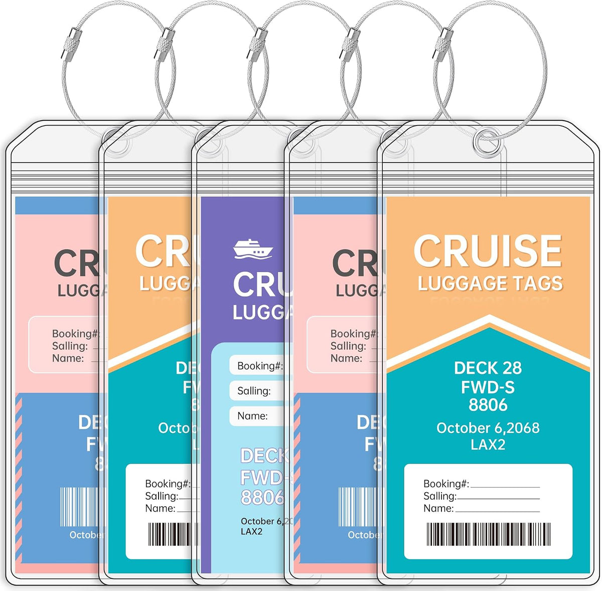 Teskyer Clear Cruise Luggage Tag Holder, Wide, 5 Pack
