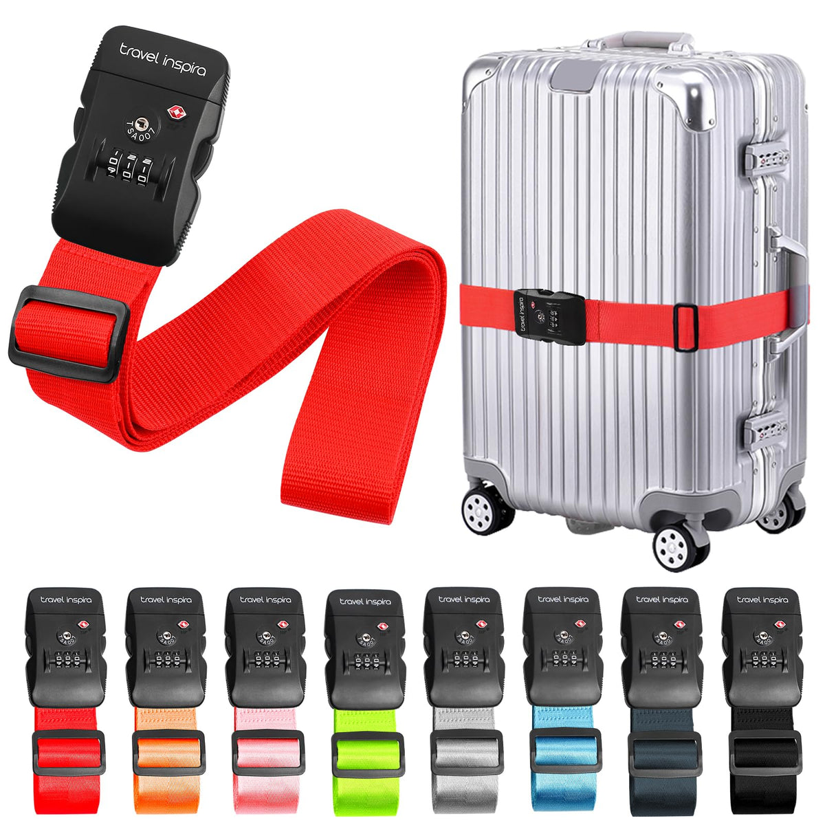 Travel Inspira Luggage Straps for Suitcases with TSA Lock